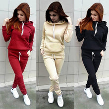 Load image into Gallery viewer, Women Hoodies Pant Clothing Set Casual 2 Piece Set Warm Clothes Solid Tracksuit Women Set Top Pants Ladies Suit