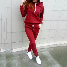 Load image into Gallery viewer, Women Hoodies Pant Clothing Set Casual 2 Piece Set Warm Clothes Solid Tracksuit Women Set Top Pants Ladies Suit
