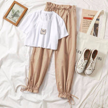 Load image into Gallery viewer, Two piece set summer clothes for women 2019 new dresy damskie fashion casual wide leg pants pig print t shirt 2 piece set women